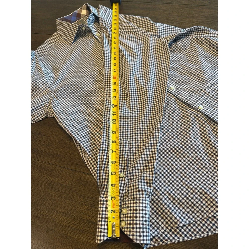 Thomas‎ Dean Men's Gingham Button Down Shirt Long Sleeve Cas Dress Blue Brown L